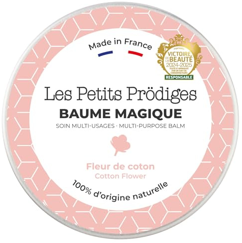 LES PETITS PRODIGES Baume Magique Multi Usages - Visage, Levres, Mains & Corps - Demaquillant, Soin Hydratant & Réparateur, Cheveux - 100% Naturel - Fabriqué en France - Emballage Recyclable - 100ml