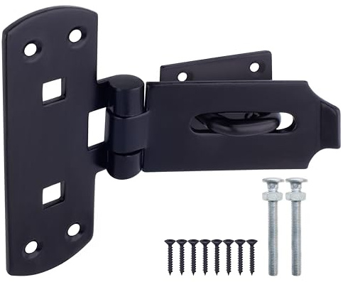 EAI Hasp and Staple Lockable Heavy Duty 150mm 6 Inch Vertical Pattern with Fixing Bolts and Screws - Black