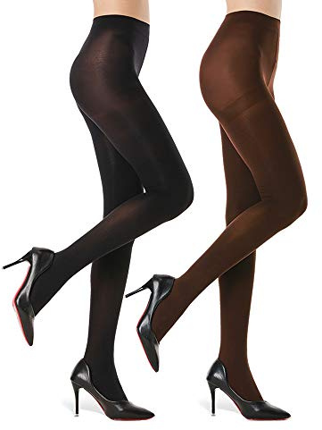 WAKUNA 2 Paia Collant Opaco Contenitivo Modellante Donna 40 Denari - Microfibra Calzamaglia Pantyhose Neri Colorati