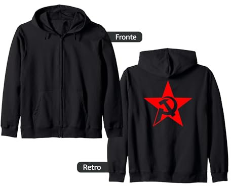 Martello e Falce Comunista Stella Rossa Felpa con Cappuccio