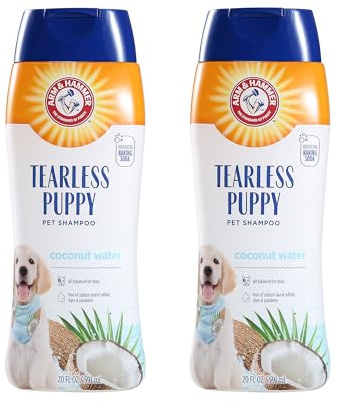 Arm & Hammer for Pets Tearless Puppy Shampoo | Gentle & Effective Tearless Shampoo for All Dogs & Puppies | Coconut Water Scent Your Dog Will Love, 20 Ounces - 2 Pack