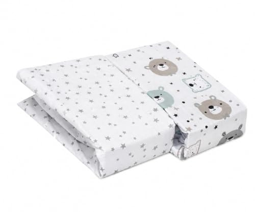 FlyIdeas 2-teiliges Spannbettlaken-Set für Babybett 140x70 cm – 100% Baumwolle, Weich & Hypoallergen – Perfekte Passform für Kinderbett & Reisebett