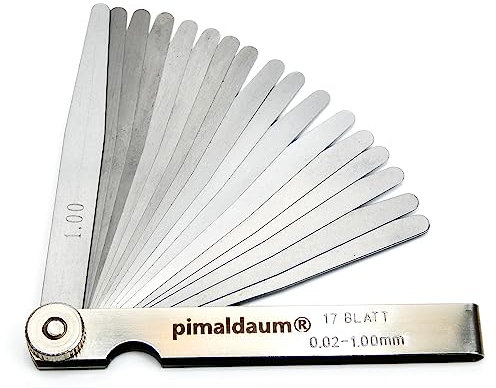 Spessimetro PIMALDAUM® 17 lame, 0,02-1,00 mm, secondo DIN 2275, acciaio al manganese