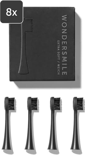 Wondersmile Ersatzbürsten Schallzahnbürste (Soft, Ultimate Black, 8er Pack) - Bürstenköpfe für Wondersmile Schallzahnbürste