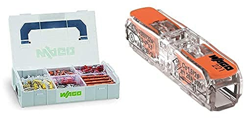 WAGO Original-Set, L-Boxx Mini, Verbindungsdosenklemmen, 887-953 (404 Teile) & WAGO Klemme, 2-Leiter, 4 mm², Durchgangsverbinder mit Hebel, Transparent, 221-2411 (60 Stück)