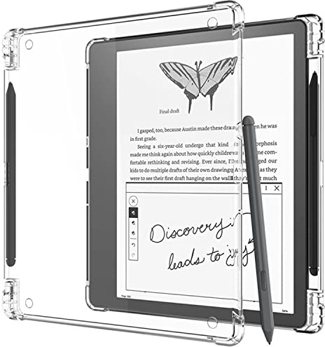 Miimall Klar Hülle Kompatibel mit 10.2 Kindle Scribe Hülle mit Stifthalter, Transparent Ultradünn TPU Kratzfest Anti Drop Voller Schutz Durchsichtig Case für Amazon Kindle Scribe 2022 Klar