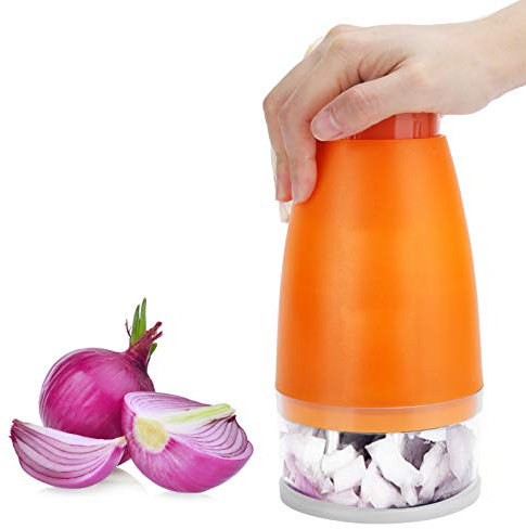 Hachoir manuel, hachoir à main facile à nettoyer, hachoir à presser, hachoir à légumes, gingembre, ail avec boîte en plastique 2 pièces(orange)