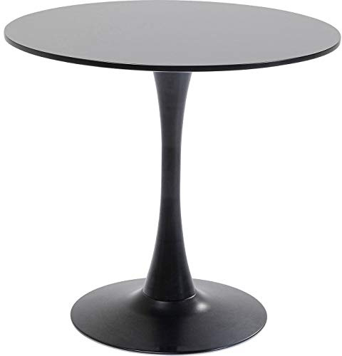 Kare Design Tisch Schickeria, Schwarz, 80cm Durchmesser, Matte Farbe, Platz für 4 Personen, moderner runder Esszimmertisch, Tischmöbel für Wohnzimmer, 74x80x80 cm (H/B/T)