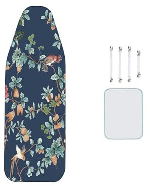 MCOLT Beautiful ironing board cover with 4 clips and iron-proof cloth, suitable for refurbishing old ironing boards（155x50cm）