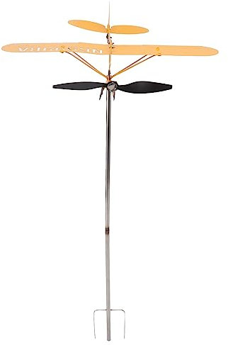 Piper J3 Cub Aeroplano Banderuola, Banderuola per Tetto Saldato a Mano Vernice Antiruggine Direzione del Decorazione Cortile in Metallo per Pali di Recinzione (L)