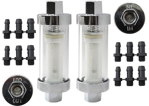Gxcdizx 2Pack Universal Fuel Filter Clear View Inline 3/8 Chrome Hose Barb Petrol
