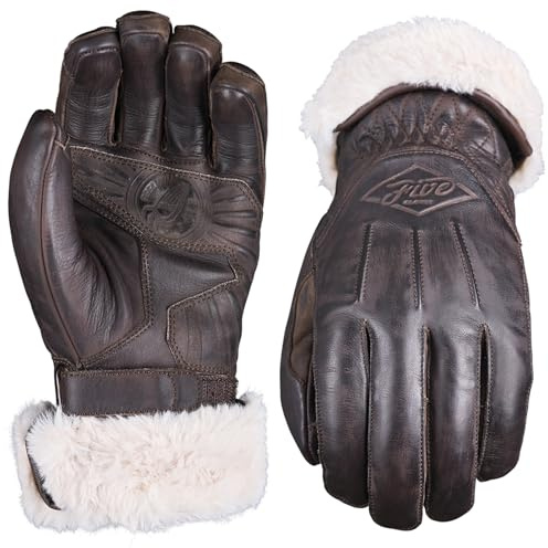 Five 830610 - Guantes de Moto para Invierno, para Mujer, Montana, Guantes de Moto, Vintage, homologados CE 1KP, táctiles, marrón, S