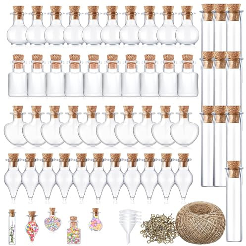 ertlutw Kleine Glasflaschen mit Korken 50 Stück Mini Reagenzgläser mit Deckel für DIY Crafts Hochzeit Partei Dekoration