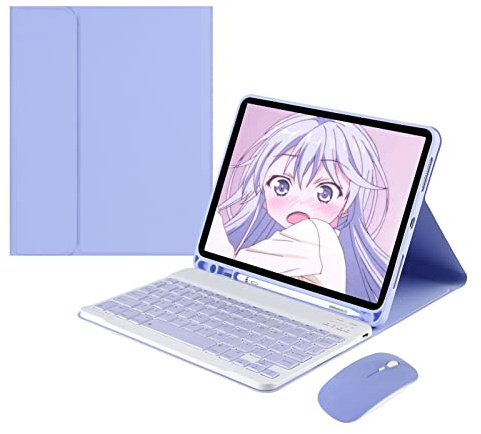 Clavier Coque pour iPad 10 éme Génération 2022 avec Fente pour Pencil, QWERTY Clavier Bluetooth Magnétique Détachable avec Rechargable Souris pour iPad 10ème Génération 2022 10.9 Pouces, Violet