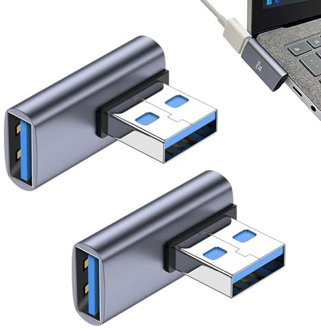AOUZOVLI 2 Stück USB Winkelstecker 90Grad USB-Winkeladapter für PC, Laptop, Mac, Autoladegeräte und Powerbank