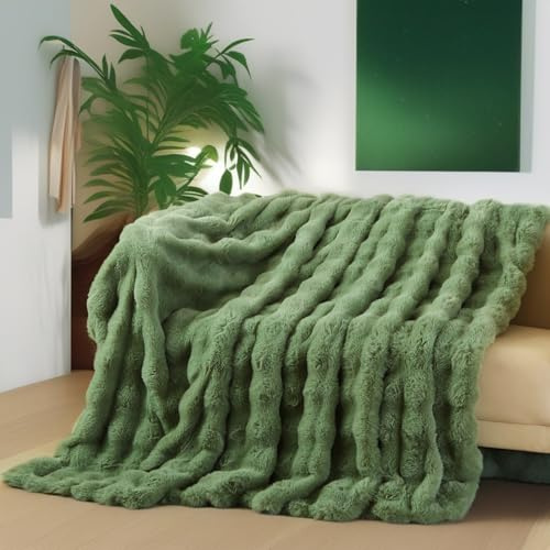 Boqingzhu Kuscheldecke Salbeigrün Grün 220×240cm Flauschig Warm Weich Dick Sofadecke Couchdecke Wohnzimmer Decke Plüschdecke