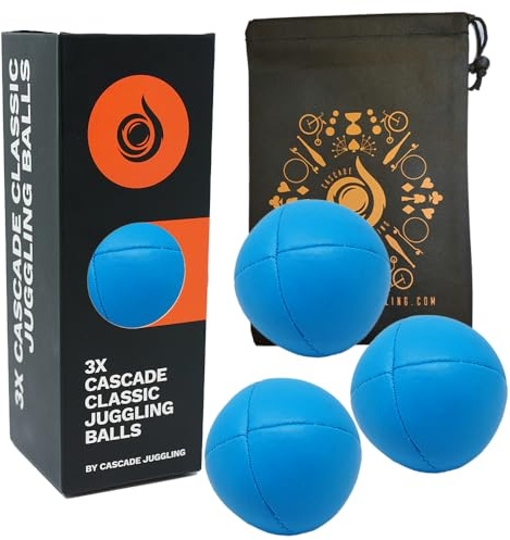 3 x Pro 115g Cascade Neon Classic Thud Juggling Balls & Bag - Set of 3 Juggling Balls (Blue)