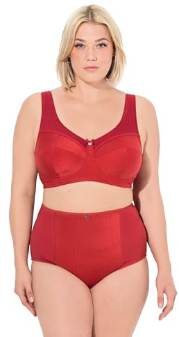 Ulla Popken Damen Entlastungs-BH, Struktur, Ohne Bügel, Cup C - BH, Salsa, 105C EU