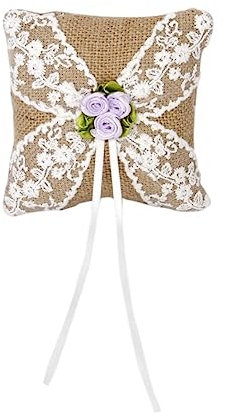 OKUMEYR Strand Ehering Trägerkissen 10x10cm Muschel Design Brautkissen Mit Satinbändern Weiß Hochzeitsdeko Für Strandhochzeit