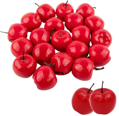 LATRAT 20pcs Mini gefälschte Äpfel künstliche Äpfel Rote, Realistisch Modell Requisiten Dekoration, Faux Äpfel Zuhause Küche Dekor Tischdekoration Party Dekorationen