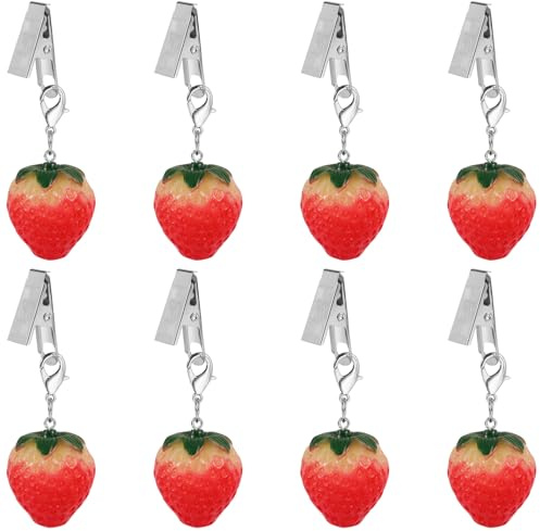 LEGENTLISUR 8-teiliges Set Erdbeer Tischtuchgewichte Clips Tischdeckendekoration Tischdeckengewichte Outdoor, Niedlich Tischdeckengewichte Schwer Für Zuhause Picknick Camping Party