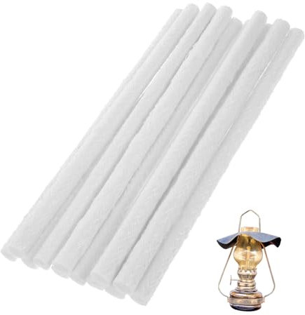 Garneck Lot de 10 mèches en fibre de verre de 10 mm pour mangeurs de bougies, lampes à huile et lanternes, longue durée de vie, en fibre de verre, idéales pour un éclairage d'ambiance