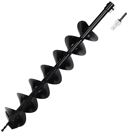 Erdbohrer 800mm Stahl Gartenbohrer mit Sicherungsbolzen & Adapter Erdbohrer SDS Gartenspiralbohrer Pfahlbohrer Brunnenbohrer Aushubarbeiten Bodenbohrer Schwarz (800mm×120mm)