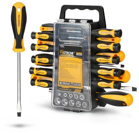 Hoteche 44-teiliges Schraubendreher-Set | CR-V Stahl | Magnetspitzen + Bits + Nusskasten | Für Möbel/Elektronik