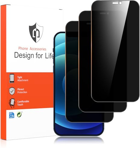 Yisica 3 Stück Sichtschutz Panzer Schutz Glas für iPhone 12/ iPhone 12 Pro, Panzer Schutz Glas Folie Displayschutzfolie (iPhone 12/12Pro)