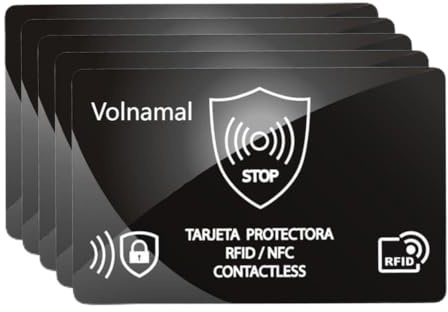Volnamal NFC RFID Blocking Cards Blocker for contactless Safe Cards Wallets Force Field max Card Protector Anti Theft Ultra Thin Minimalist Secure Bank Card Holder Bank Credit Card Protector 5 Pack