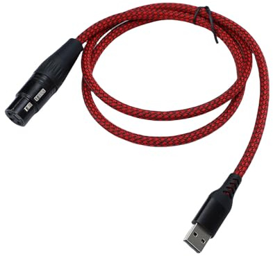 Yanmis XLR-zu-USB-Mikrofon-Konverterkabel, USB-zu-XLR-Adapter, Weibliches Mikrofonkabel, Plug-and-Play-High-Gain-Chip für Dynamische Mikrofone (3meters)