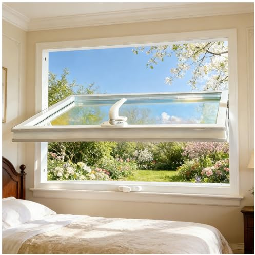 Shed Windows, 360° Rotation Sliding Window,Aluminum Alloy Glass Window with Handles, Flush Mount Basement Window for Bathroom/Kitchen/Warehouse/House (White, 20x24in)