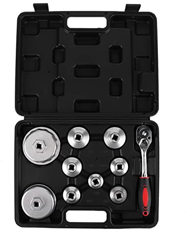 Tbest Jeu de Douilles de Capuchon de clé de Filtre à Huile Kit D'outils de Retrait Universel en Alliage de Chrome Vanadium de Haute qualité avec étui de Transport Robuste pour