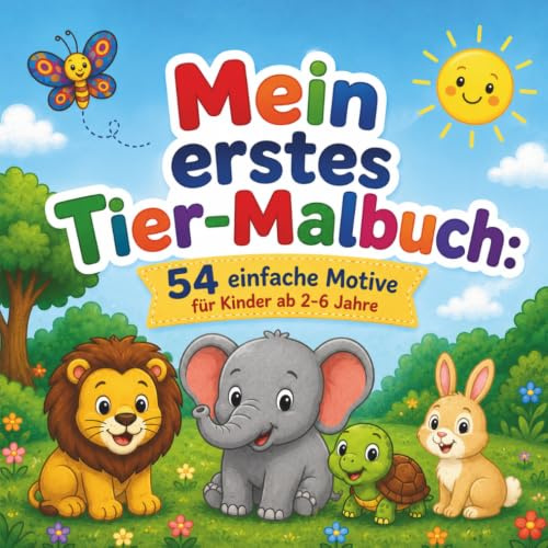 Mein erstes Tier-Malbuch: 54 einfache Motive für Kinder ab 2-6 Jahre