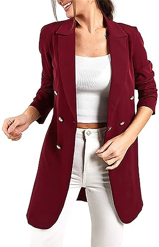 Blazerkappa, dam, lång lång blazer, elegant blazer, business, arbetsjacka | Sportig övergångsjacka vidtät kostymjacka överdimensionerad kavajjacka enfärgad revers övergångskappa slim fit fritidsjacka