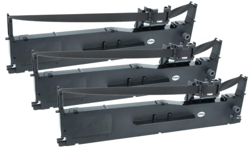vhbw 3x Farbband Schriftband kompatibel mit Epson LQ 630 | LQ 630 Serie, LQ 630 S, LQ 635, LQ 630K Nadeldrucker, Bondrucker - Schwarz