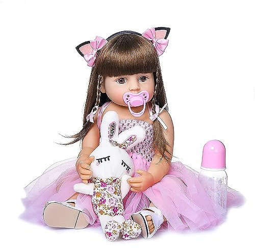 ZIYIUI Puppe Reborn 55 cm Reborn Mädchen Vollkörper Silikon Handmade Baby Reborn Neugeborenes Baby Puppen Jungen Mädchen Spielzeug