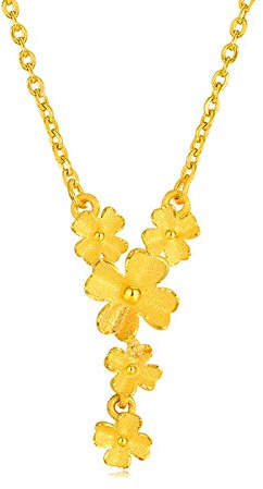 KnSam Halskette Gold 999 Frau Kette Gold 999 Gelb Gold Vierblättriges Kleeblatt Blume Mit 999 K Gelb Gold 42cm Kette Gold Halskette