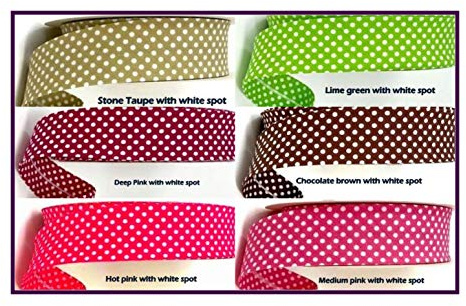 Doppelseitiges Schrägband aus 100 % Baumwolle, gepunktet, 30 mm, zum Nähen, Quilten, 36 Farben, in Ribbon Queen-Verpackung