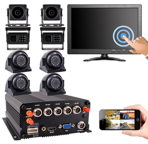 JOINLGO 8-CH GPS WiFi 4G 1080P AHD HDD Mobile Vehicle Car DVR MDVR Video Recorder Kit with 8pcs 1080P 2.0MP Car Camera 10 inch Screen Remote View on PC Phone for Truck Van Bus RV