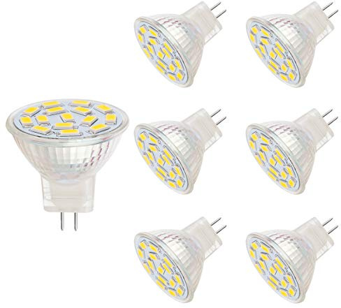 Lampada LED MR11 da 3,5 W, corrisponde a lampade alogene da 25-35 W, attacco GU4.0, AC/DC 12V, 350lm, luce ad incasso, illuminazione a binario, bianco caldo (3000K, 6 pezzi)