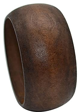COLORFUL BLING Natural Wooden Chunky Wide Bangle Handmade Ethnic Carved Flower Statement Wrap Bracelet Wristband Women Vintage Wood Jewelry-brown chunky