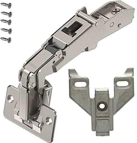 Blum 71T6550 Bisagra de ángulo ancho de 170 grados, aplicación de marco facial, superposición completa con placa de marco frontal de 0 mm 175L6600.22 (2 - juego)