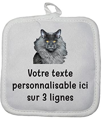 Manique Gant de Cuisine Pictogramme Maine Coon avec Texte Personnalisable