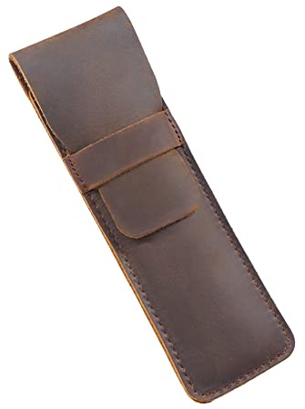 Csirnto Leder Stift Etui 1 Stück Leder Stifttasche Handgemachte Brunnen Stiftetui Schutzhülle Leder Etui Classic Leder Stiftschutz Ärmelabdeckung für Stifte Kugelschreiber (Braun)