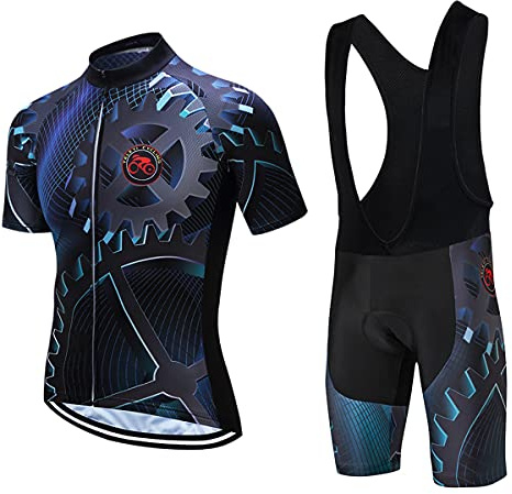 Hotlion Herren-Fahrradtrikot-Set, Sommer, kurzärmelig, atmungsaktiv, für Herren