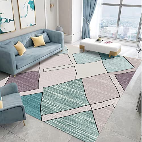 Teppich küchen deko,Blaugrau-schwarzes Geometrisches Design, Leicht Zu Reinigender, Rutschfester Teppich weicher Teppich,waschbarer Teppich 80x120cm