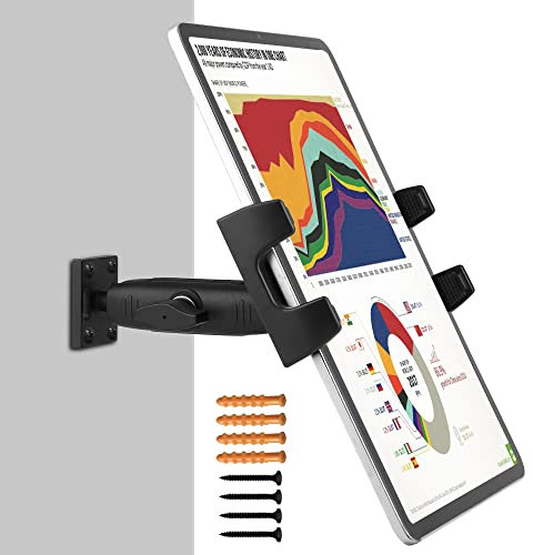 Peastrex Tablet Wall Mount Ipad Holder with Long Arm 360° Adjustable Compatible with 4~15inch Tablet and Cellphone iPad Pro 12.9, Galaxy Tab, Surface Switch,iPhone,Homes,Classrooms,Medical Places