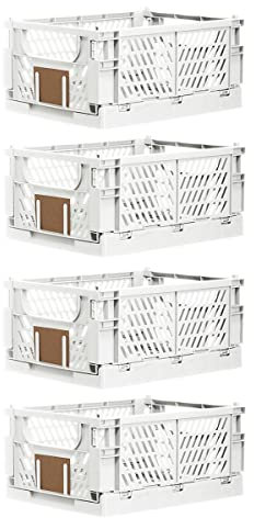 Brandsseller Cassa pieghevole S Set di 4 robusto Cestino per la Spesa Cestino da Trasporto impilabile Scatola di Immagazzinamento - Bianco