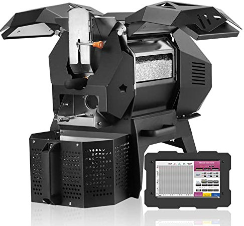 Commercial Coffee Roaster Machine Automatic Coffee Bean Roaster 400g/600g/1200g, Hot Air Coffee Bean Roasting Machine with Temperature Curve & Automatic Chaff Collector Rapid Cooling 1200g black
